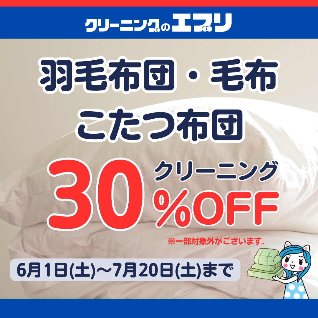 羽毛布団・毛布・こたつ布団30％OFF